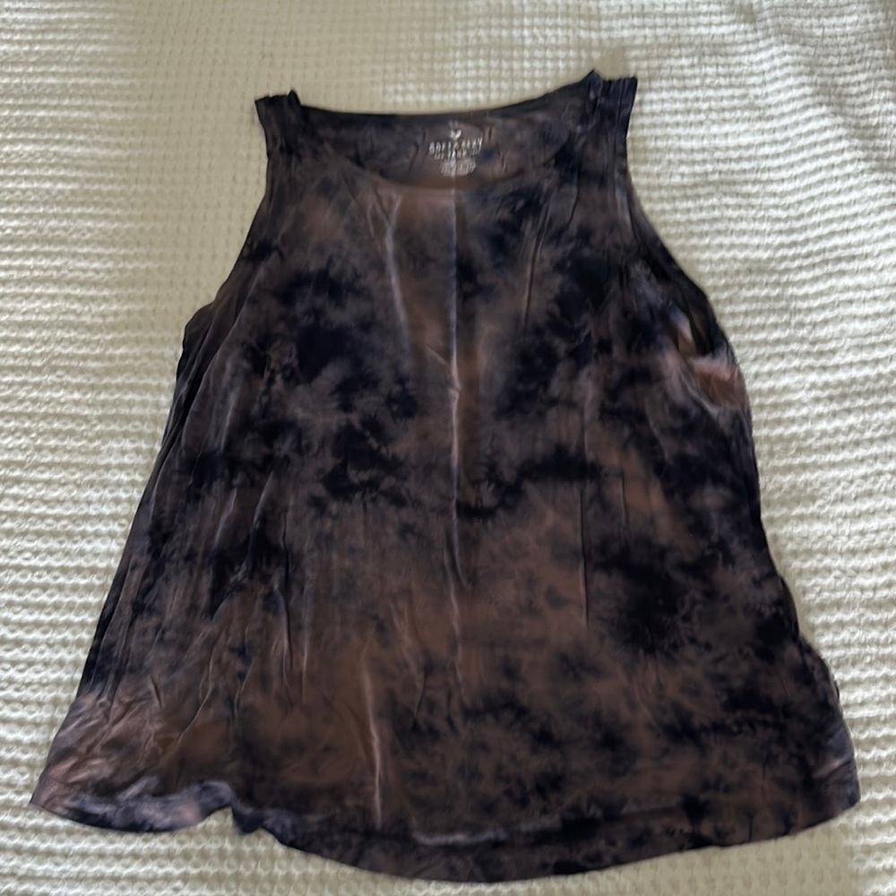 Tie-Dye Scoop Neck Tank Top in Brown & Black